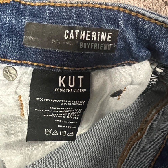 KUT from the Kloth Catherine Boyfriend Denim Distressed Blue Jeans Sz 0 - Picture 6 of 12